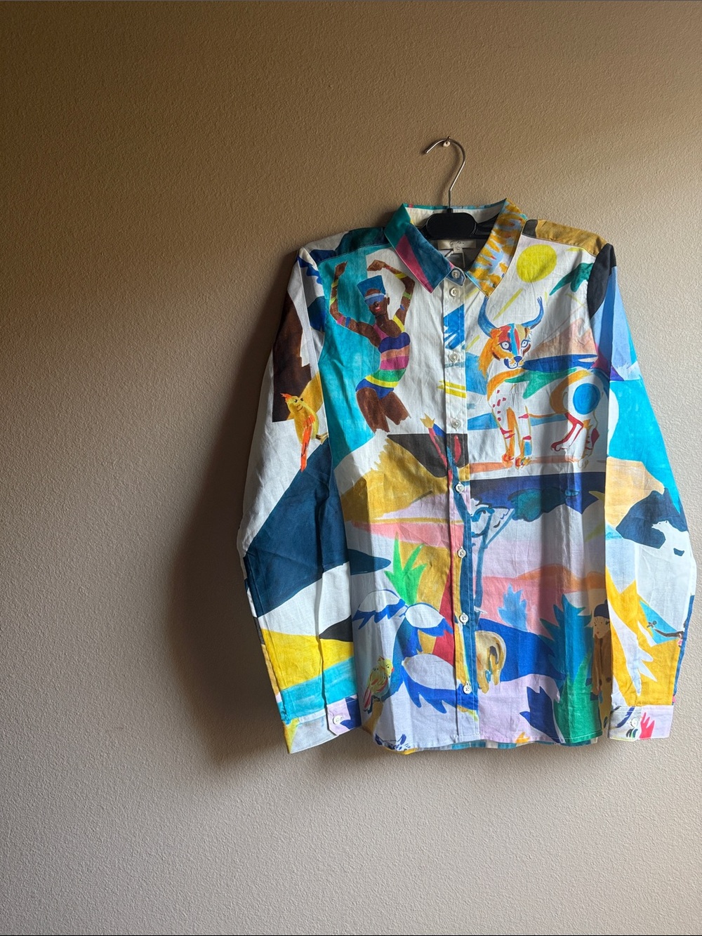 NWT Sezane Gkero collaboration Abstract Print pierro shirt rare